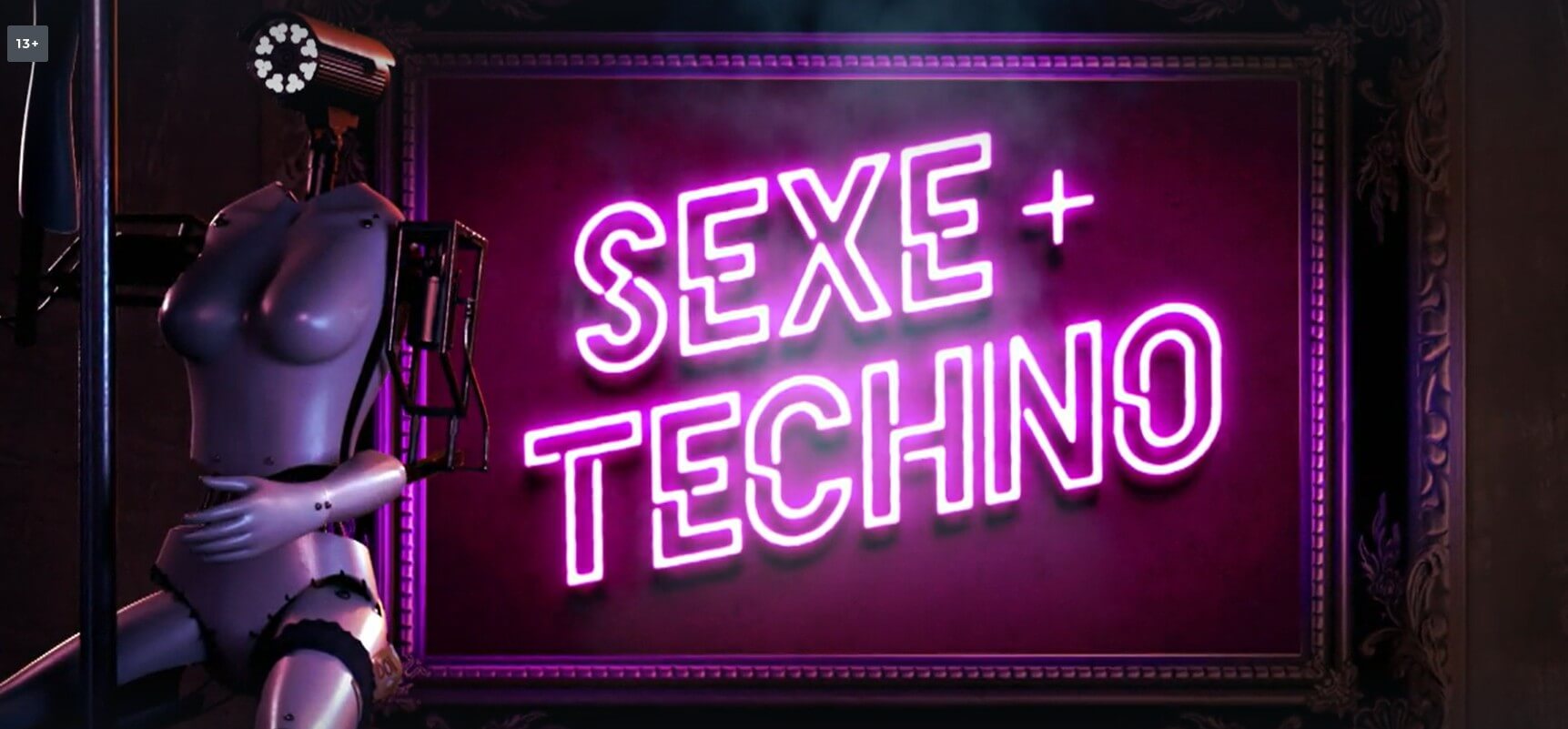 Robotic female figure dances around a pole in opening from French Canadian sex tech documentary TV series Sexe+Techno.